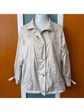 Neyelle Women’s Windbreaker Jacket L Champagne Beige Zipper Snap Front